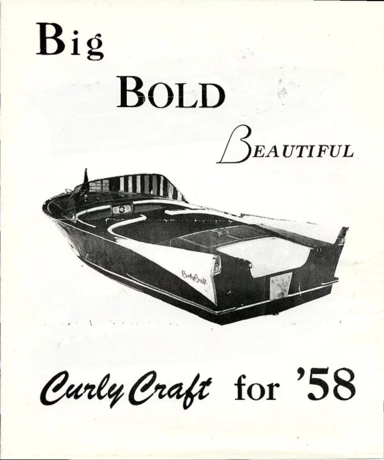 Curly Craft for 1958 advertisement reading Big Bold Beautiful