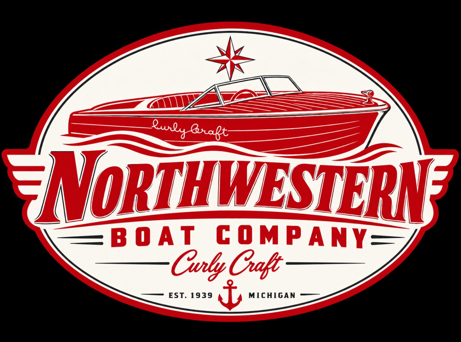 Northwestern Boat Company Curly Craft logo